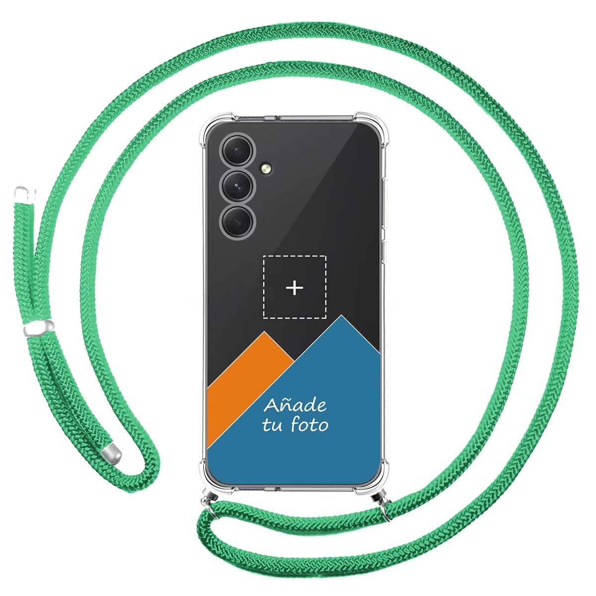 Personaliza tu Funda Colgante Transparente para Samsung Galaxy A54 5G con Cordon Verde Agua Dibujo Personalizada