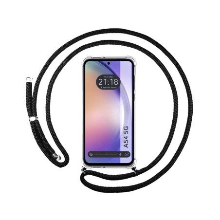 Funda Colgante Transparente para Samsung Galaxy A54 5G con Cordon Negro