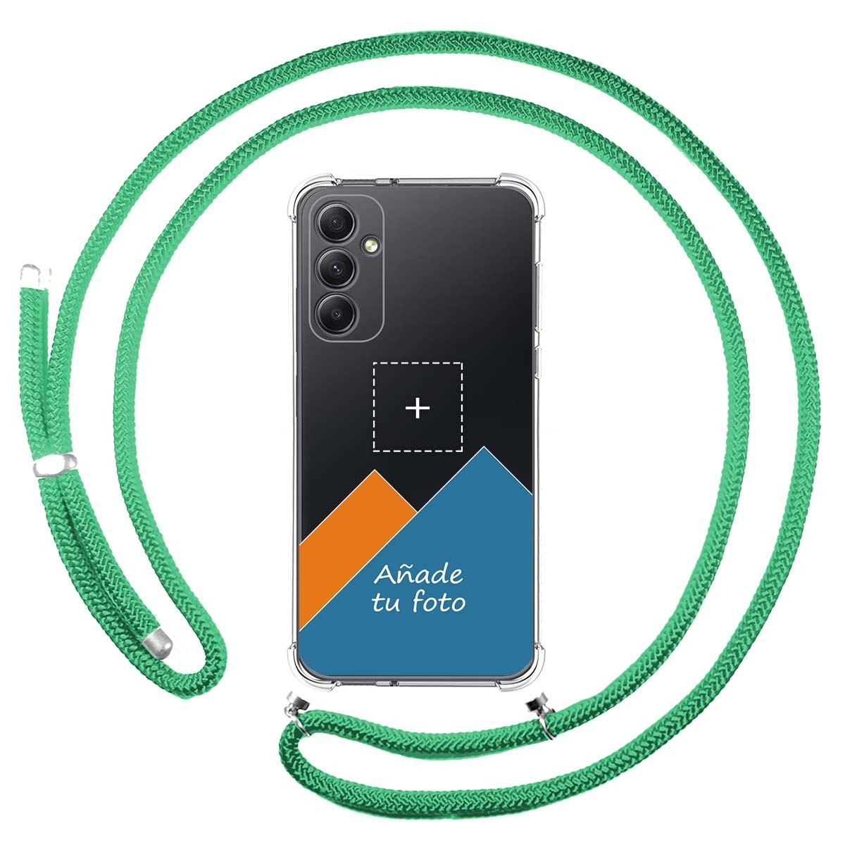 Personaliza tu Funda Colgante Transparente para Samsung Galaxy A34 5G con Cordon Verde Agua Dibujo Personalizada