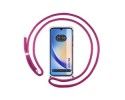 Funda Colgante Transparente para Samsung Galaxy A34 5G con Cordon Rosa Fucsia