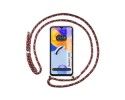Funda Colgante Transparente compatible con Xiaomi Redmi 12C con Cordon Rosa / Dorado
