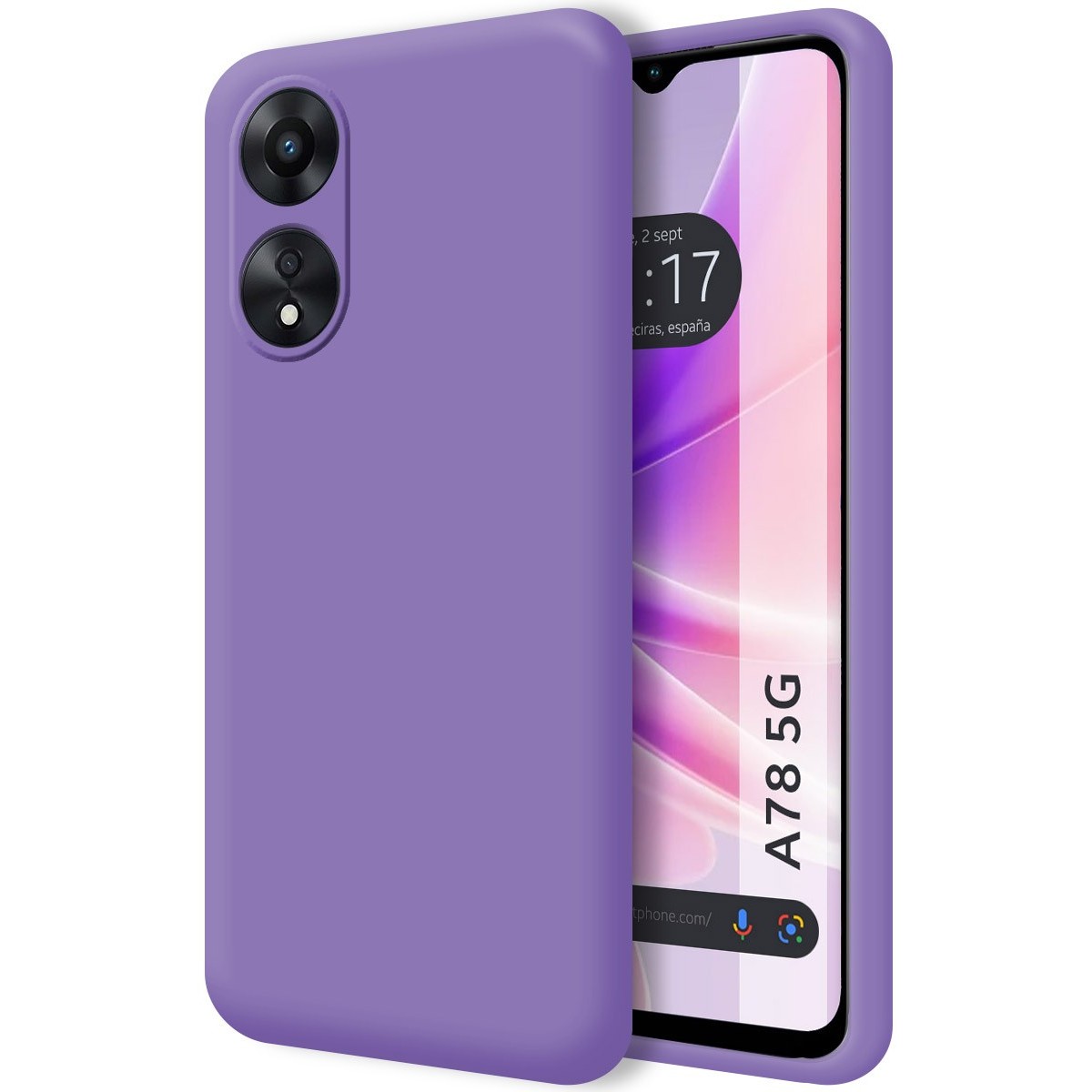 Funda Silicona Líquida Ultra Suave para Oppo A78 5G color Morada