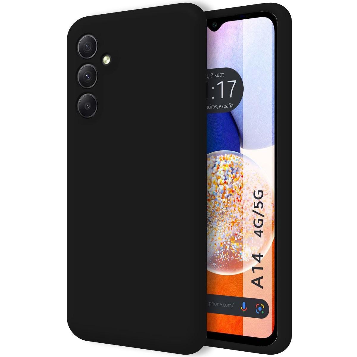 Funda Silicona Líquida Ultra Suave para Samsung Galaxy A14 4G / 5G color Negra