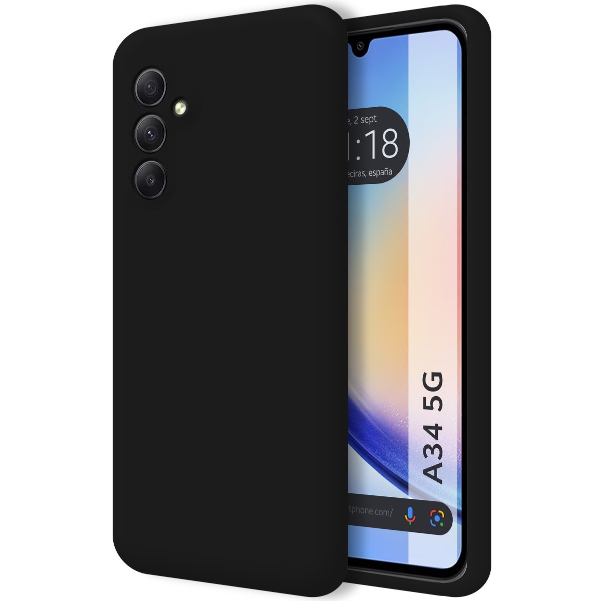Funda Silicona Líquida Ultra Suave para Samsung Galaxy A34 5G color Negra