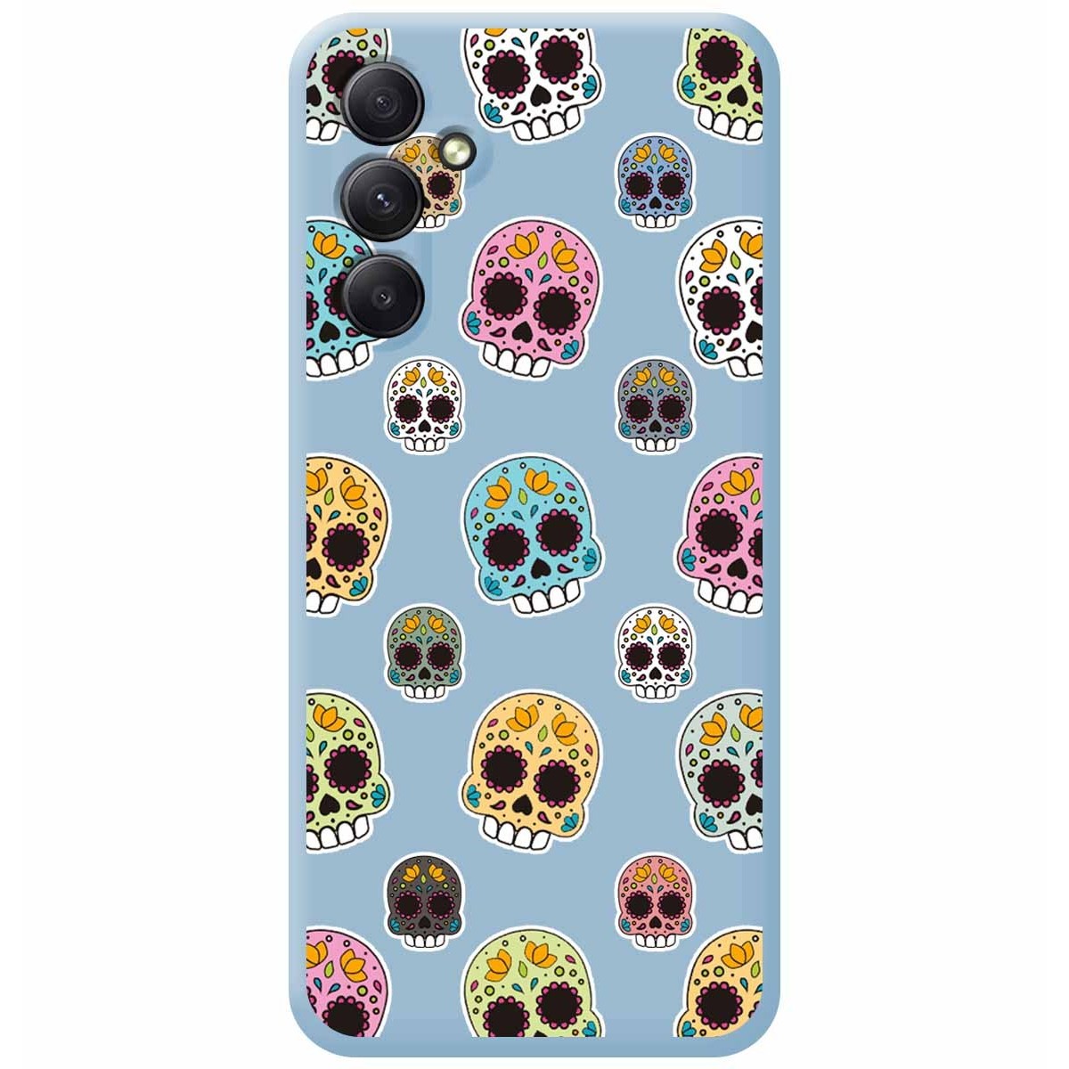 Funda Silicona Líquida Azul para Samsung Galaxy A14 4G / 5G diseño Catrina Dibujos