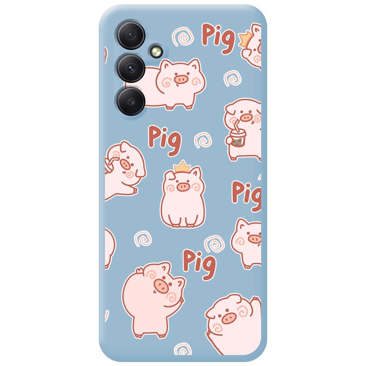 Funda Silicona Líquida Azul para Samsung Galaxy A14 4G / 5G diseño Cerdos Dibujos