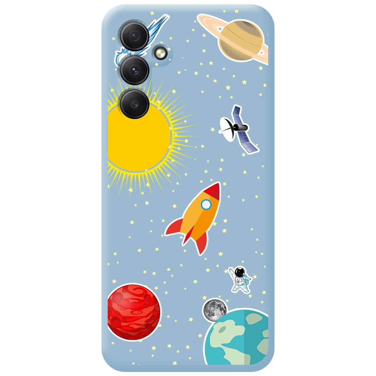 Funda Silicona Líquida Azul para Samsung Galaxy A14 4G / 5G diseño Espacio Dibujos