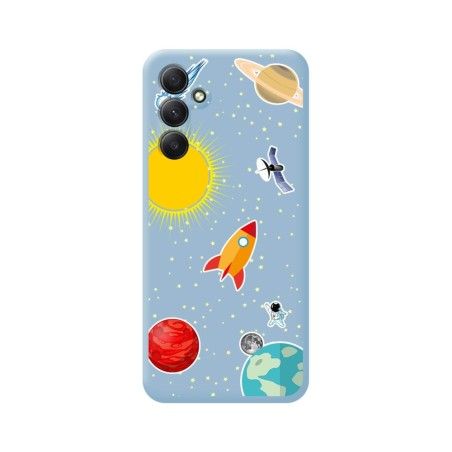 Funda Silicona Líquida Azul para Samsung Galaxy A14 4G / 5G diseño Espacio Dibujos