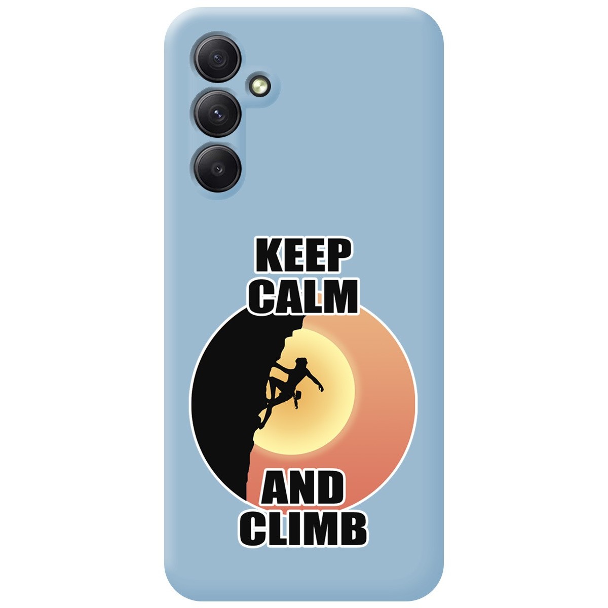 Funda Silicona Líquida Azul para Samsung Galaxy A14 4G / 5G diseño Mujer Escalada Dibujos