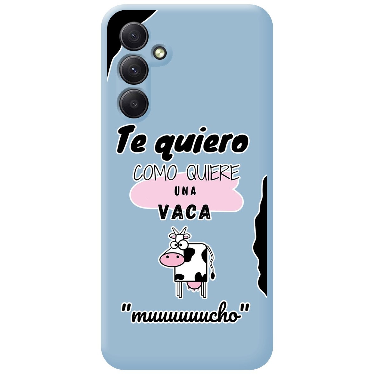 Funda Silicona Líquida Azul para Samsung Galaxy A14 4G / 5G diseño Vaca Dibujos