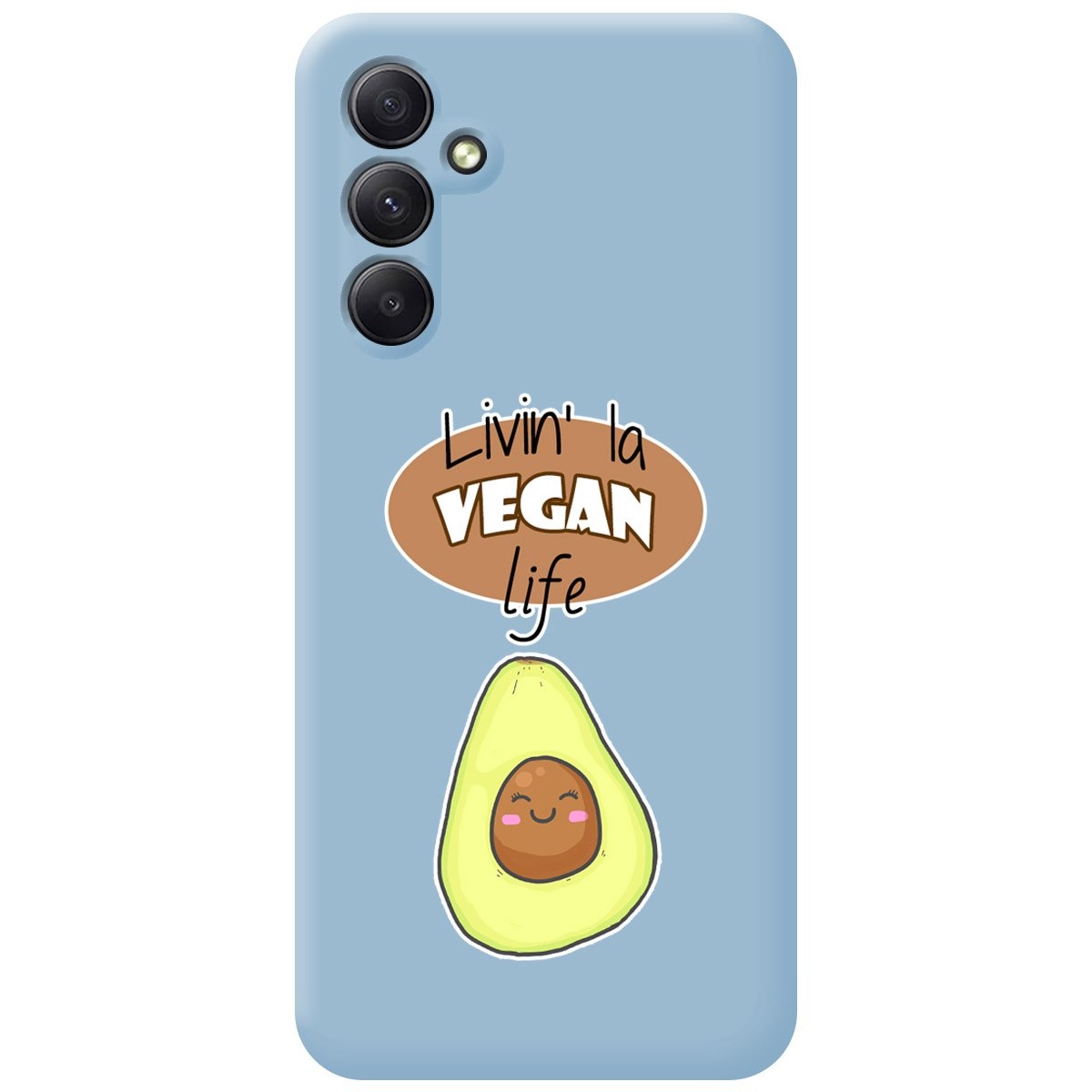 Funda Silicona Líquida Azul para Samsung Galaxy A14 4G / 5G diseño Vegan Life Dibujos
