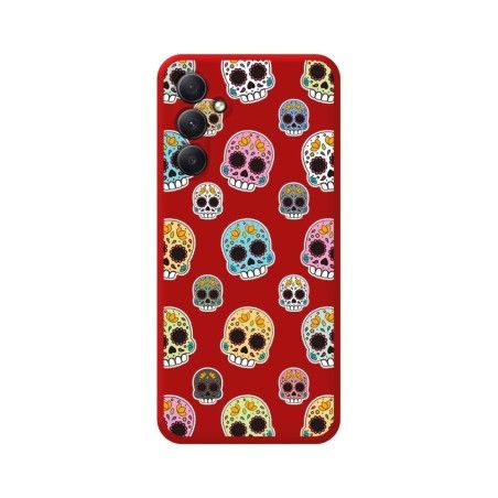 Funda Silicona Líquida Roja para Samsung Galaxy A14 4G / 5G diseño Catrina Dibujos