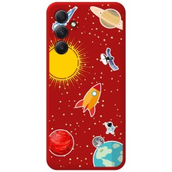 Funda Silicona Líquida Roja para Samsung Galaxy A14 4G / 5G diseño Espacio Dibujos