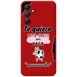 Funda Silicona Líquida Roja para Samsung Galaxy A14 4G / 5G diseño Vaca Dibujos