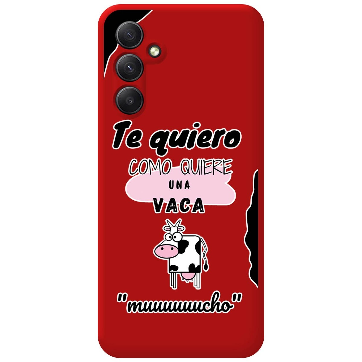 Funda Silicona Líquida Roja para Samsung Galaxy A14 4G / 5G diseño Vaca Dibujos