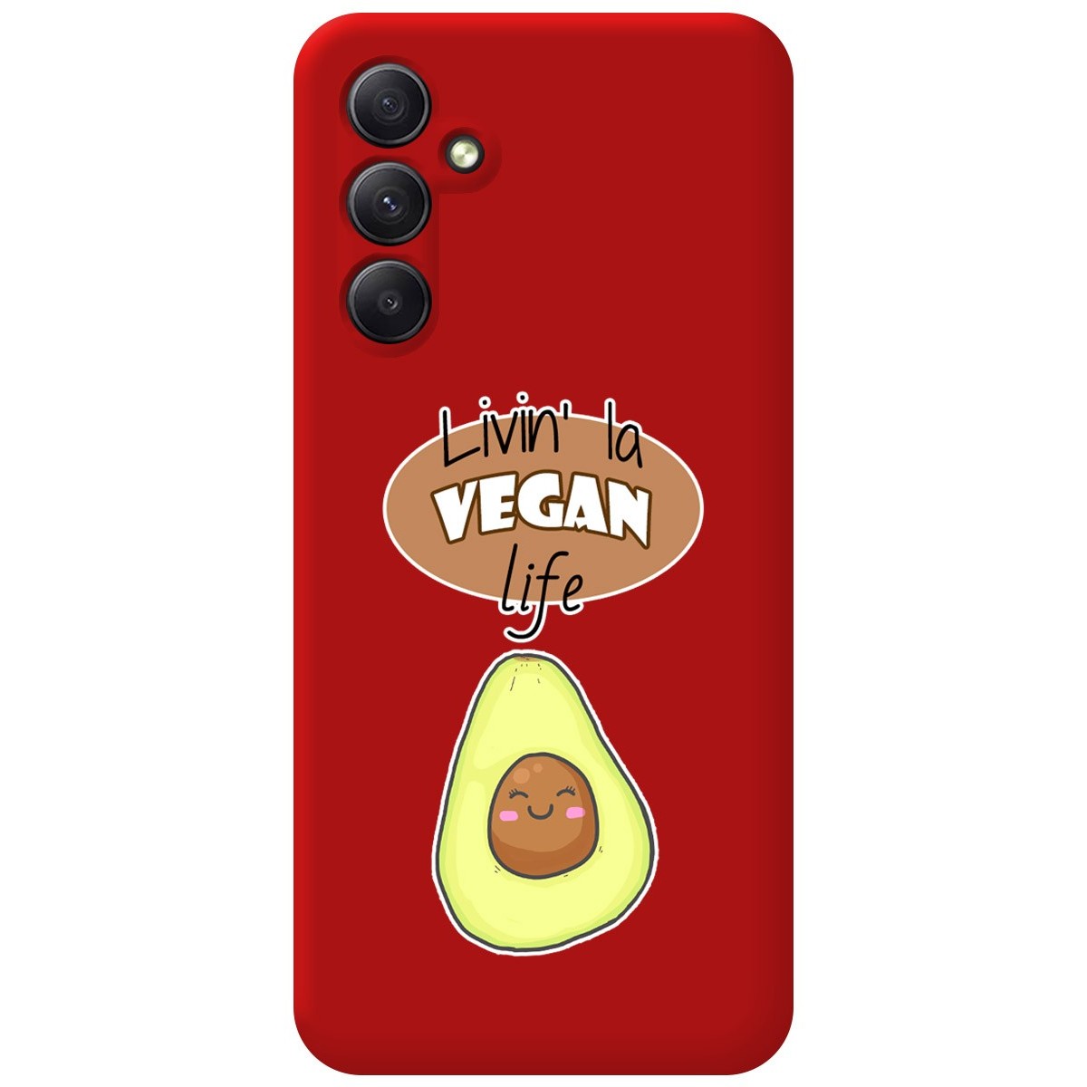 Funda Silicona Líquida Roja para Samsung Galaxy A14 4G / 5G diseño Vegan Life Dibujos