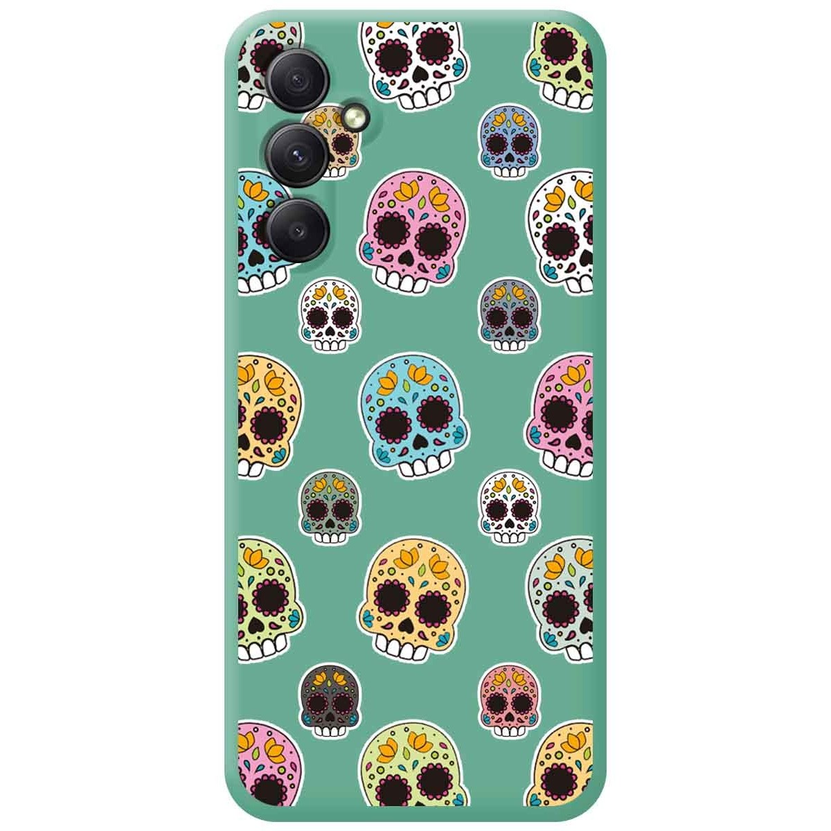 Funda Silicona Líquida Verde para Samsung Galaxy A14 4G / 5G diseño Catrina Dibujos