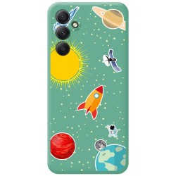 Funda Silicona Líquida Verde para Samsung Galaxy A14 4G / 5G diseño Espacio Dibujos