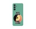 Funda Silicona Líquida Verde para Samsung Galaxy A14 4G / 5G diseño Hombre Escalada Dibujos