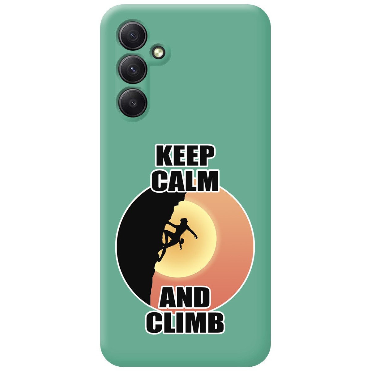 Funda Silicona Líquida Verde para Samsung Galaxy A14 4G / 5G diseño Mujer Escalada Dibujos