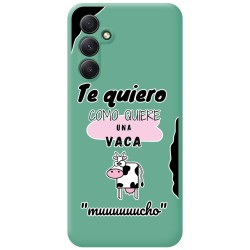 Funda Silicona Líquida Verde para Samsung Galaxy A14 4G / 5G diseño Vaca Dibujos
