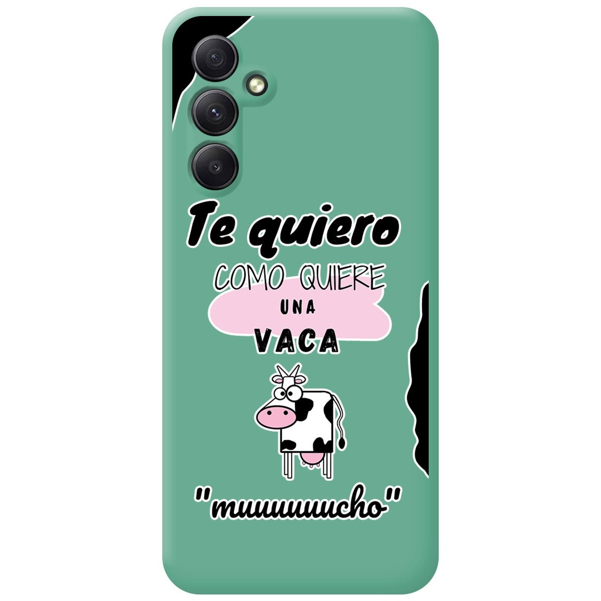 Funda Silicona Líquida Verde para Samsung Galaxy A14 4G / 5G diseño Vaca Dibujos