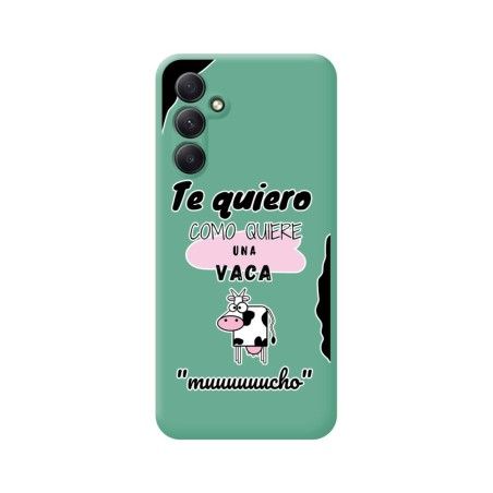 Funda Silicona Líquida Verde para Samsung Galaxy A14 4G / 5G diseño Vaca Dibujos
