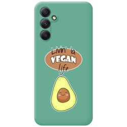 Funda Silicona Líquida Verde para Samsung Galaxy A14 4G / 5G diseño Vegan Life Dibujos