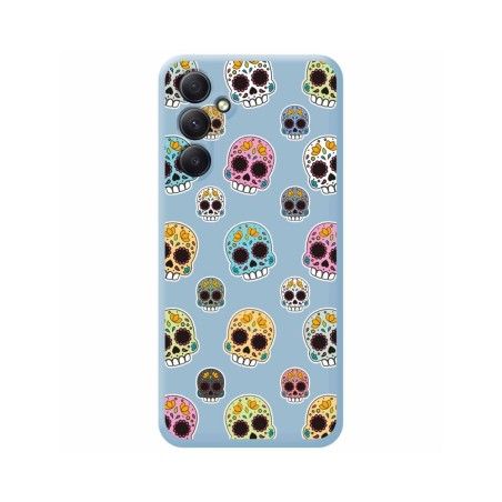 Funda Silicona Líquida Azul para Samsung Galaxy A54 5G diseño Catrina Dibujos