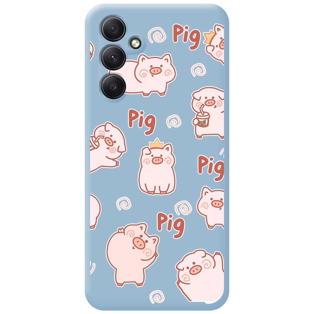 Funda Silicona Líquida Azul para Samsung Galaxy A54 5G diseño Cerdos Dibujos