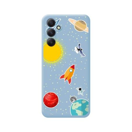 Funda Silicona Líquida Azul para Samsung Galaxy A54 5G diseño Espacio Dibujos