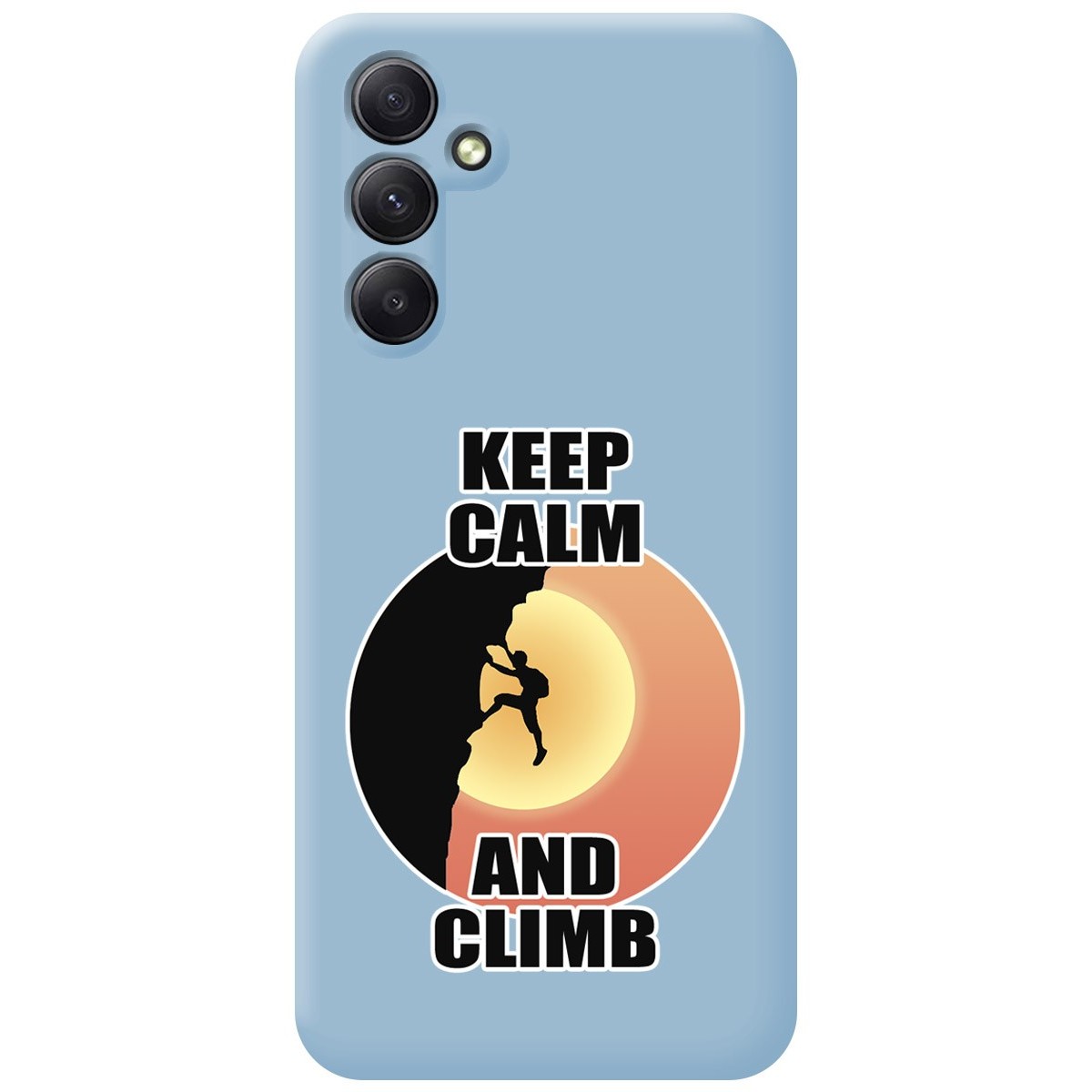 Funda Silicona Líquida Azul para Samsung Galaxy A54 5G diseño Hombre Escalada Dibujos