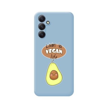 Funda Silicona Líquida Azul para Samsung Galaxy A54 5G diseño Vegan Life Dibujos