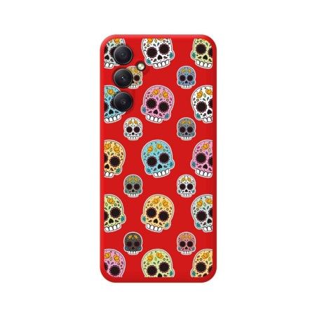 Funda Silicona Líquida Roja para Samsung Galaxy A54 5G diseño Catrina Dibujos