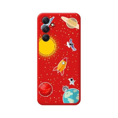 Funda Silicona Líquida Roja para Samsung Galaxy A54 5G diseño Espacio Dibujos