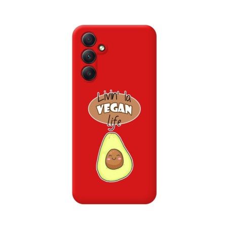 Funda Silicona Líquida Roja para Samsung Galaxy A54 5G diseño Vegan Life Dibujos