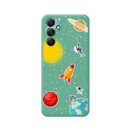 Funda Silicona Líquida Verde para Samsung Galaxy A54 5G diseño Espacio Dibujos