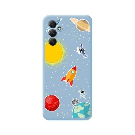 Funda Silicona Líquida Azul para Samsung Galaxy A34 5G diseño Espacio Dibujos