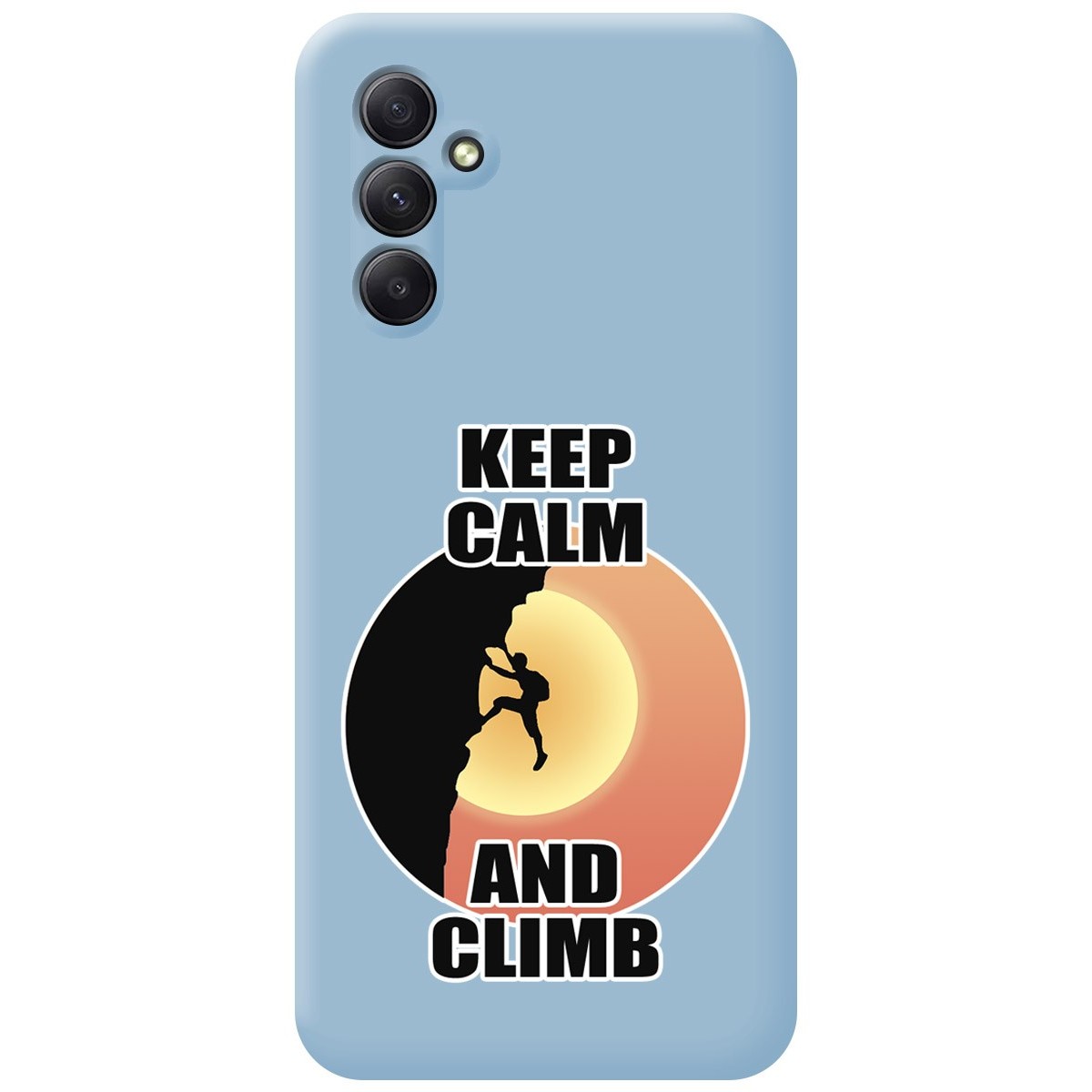 Funda Silicona Líquida Azul para Samsung Galaxy A34 5G diseño Hombre Escalada Dibujos