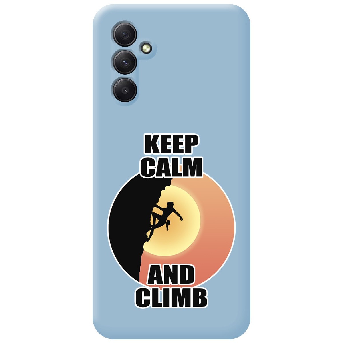 Funda Silicona Líquida Azul para Samsung Galaxy A34 5G diseño Mujer Escalada Dibujos