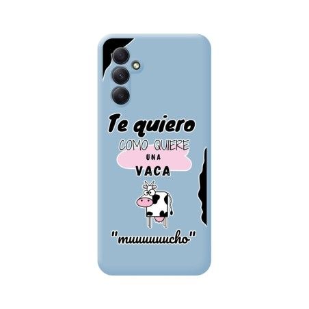 Funda Silicona Líquida Azul para Samsung Galaxy A34 5G diseño Vaca Dibujos