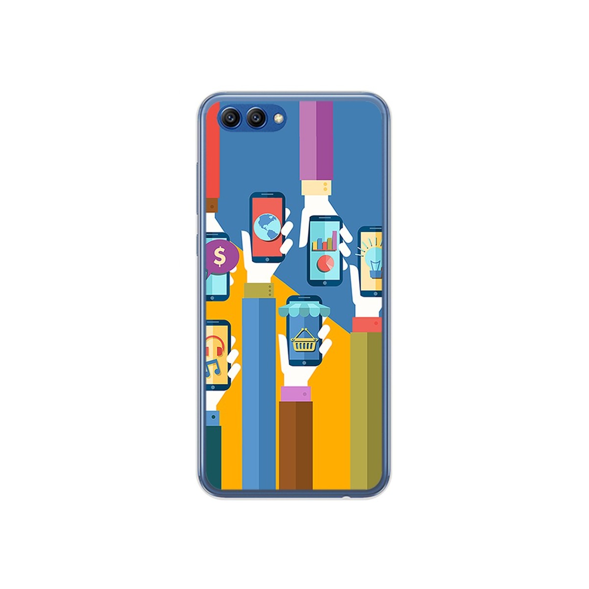 Funda Gel Tpu para Huawei Honor View 10 Diseño Apps Dibujos