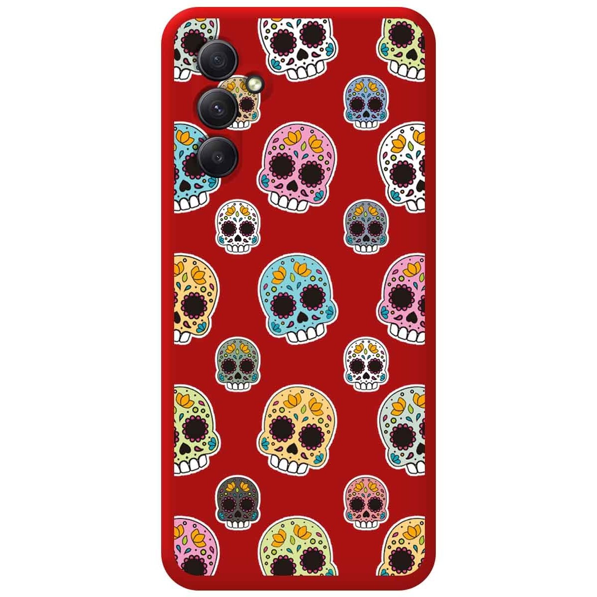 Funda Silicona Líquida Roja para Samsung Galaxy A34 5G diseño Catrina Dibujos