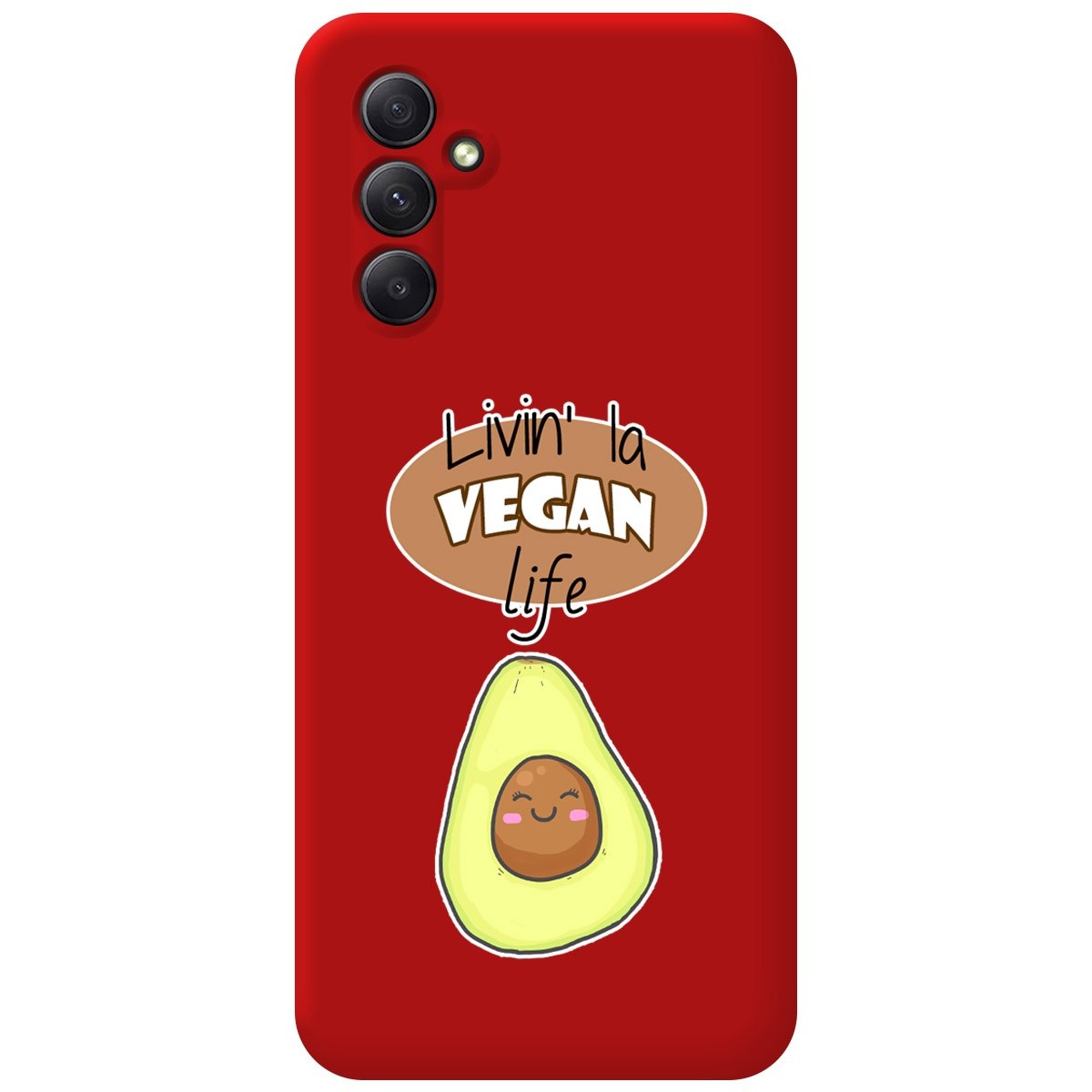 Funda Silicona Líquida Roja para Samsung Galaxy A34 5G diseño Vegan Life Dibujos