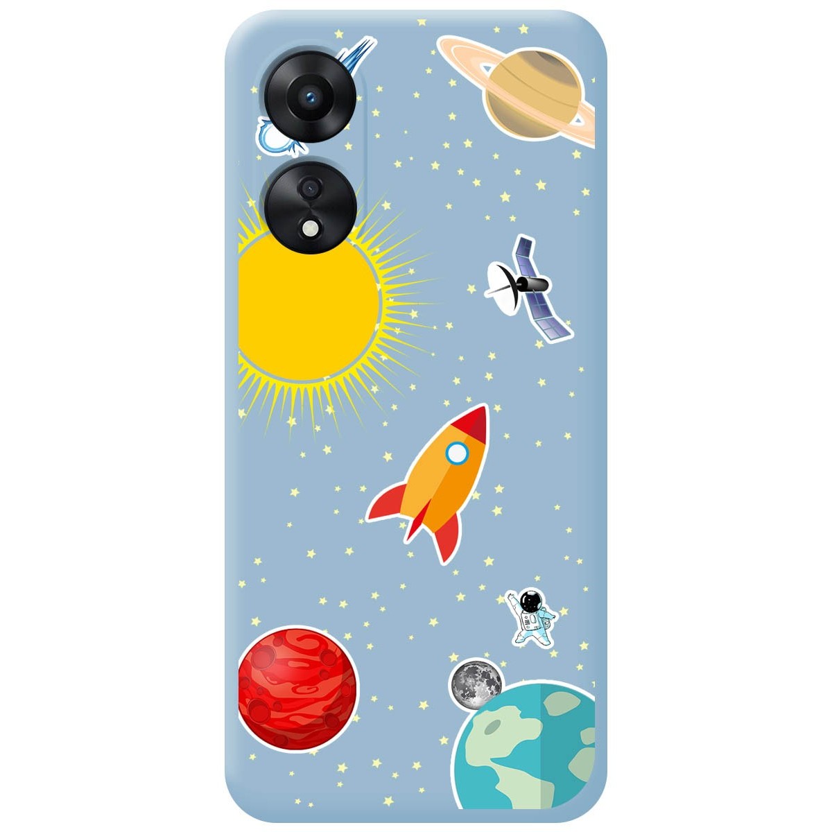 Funda Silicona Líquida Azul para Oppo A78 5G diseño Espacio Dibujos