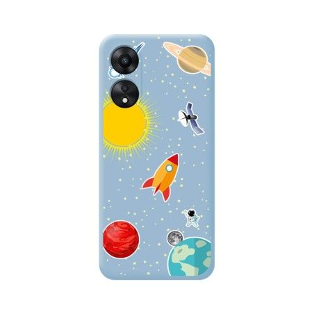 Funda Silicona Líquida Azul para Oppo A78 5G diseño Espacio Dibujos