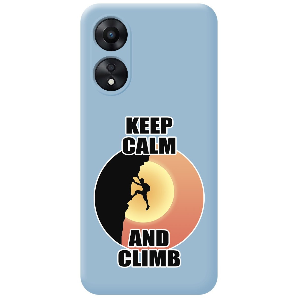 Funda Silicona Líquida Azul para Oppo A78 5G diseño Hombre Escalada Dibujos