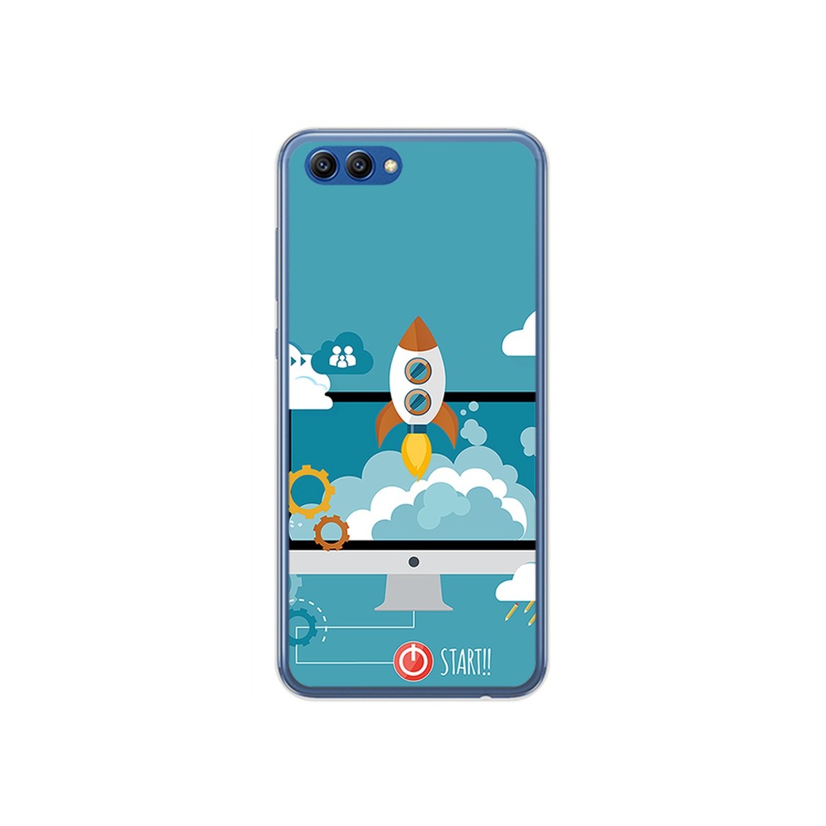 Funda Gel Tpu para Huawei Honor View 10 Diseño Cohete Dibujos