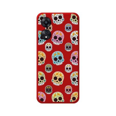 Funda Silicona Líquida Roja para Oppo A78 5G diseño Catrina Dibujos