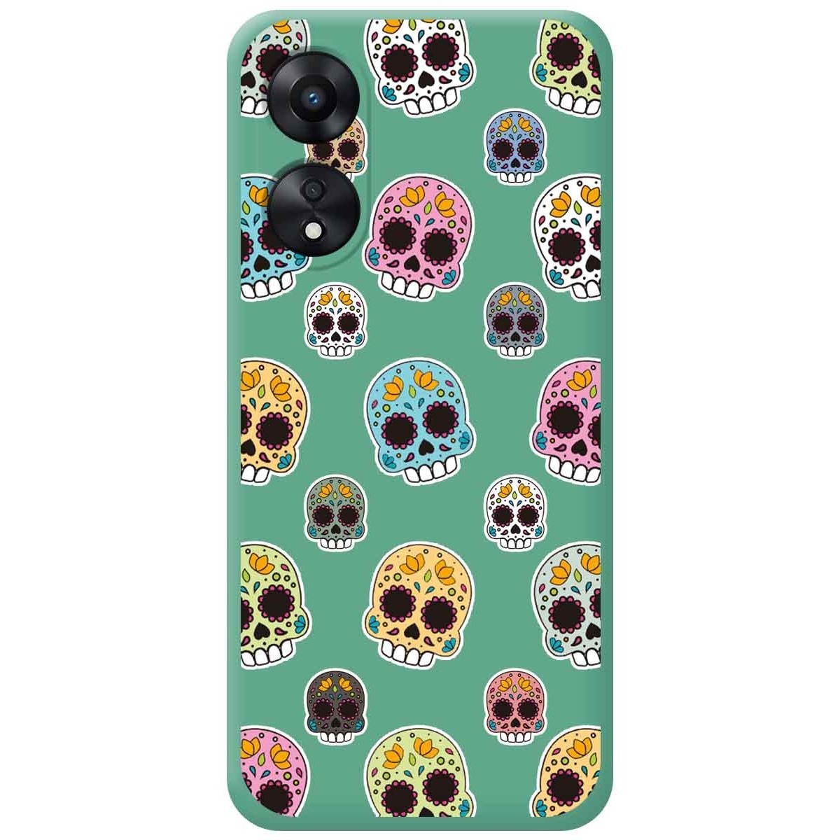 Funda Silicona Líquida Verde para Oppo A78 5G diseño Catrina Dibujos